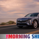 A photo of an electric Cadillac SUV with the Morning Shift banner beneath it.